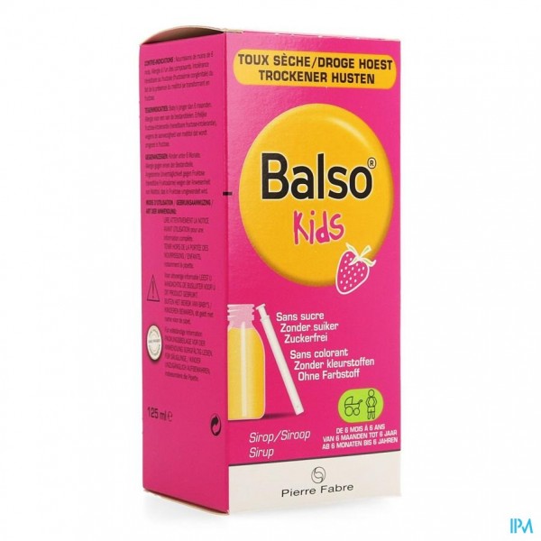 BALSO KIDS HOESTSIROOP Z/SUIKER 125ML+PIPET